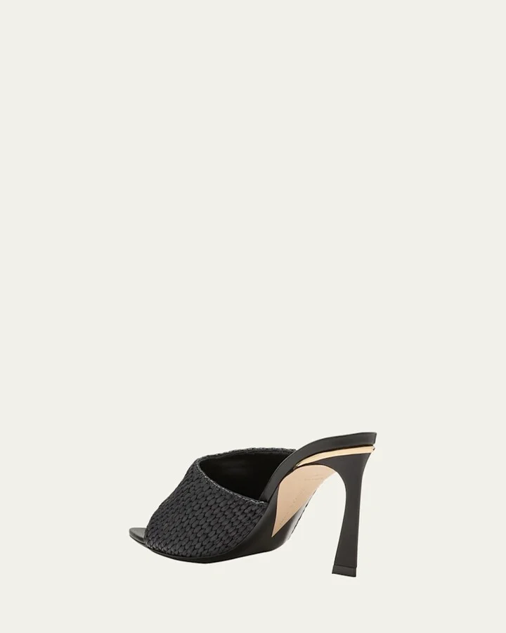 Raffia Stiletto Mule Sandals - Image 4