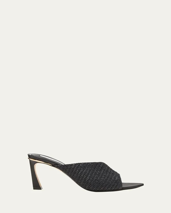 Raffia Stiletto Mule Sandals