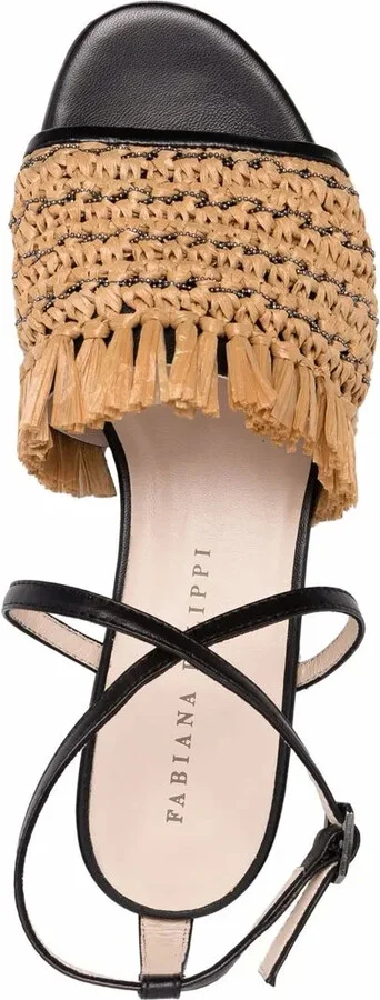 Raffia-Strap Leather Sandals - Image 4