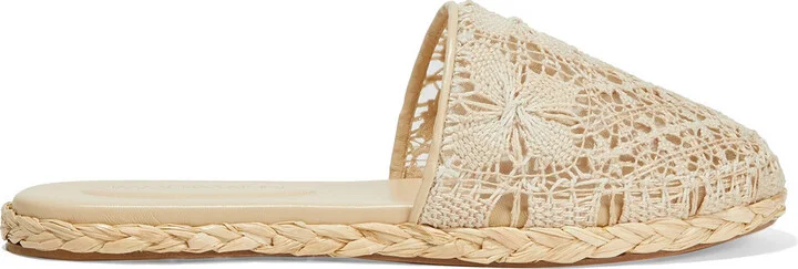 Raffia-trimmed crochet espadrilles