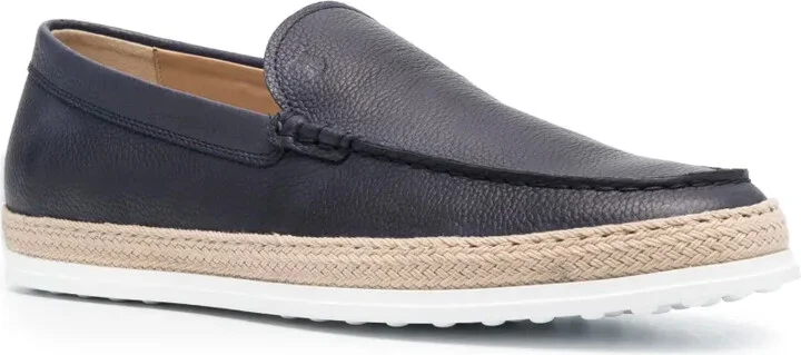 Raffia-Trimmed Leather Loafers - Image 2