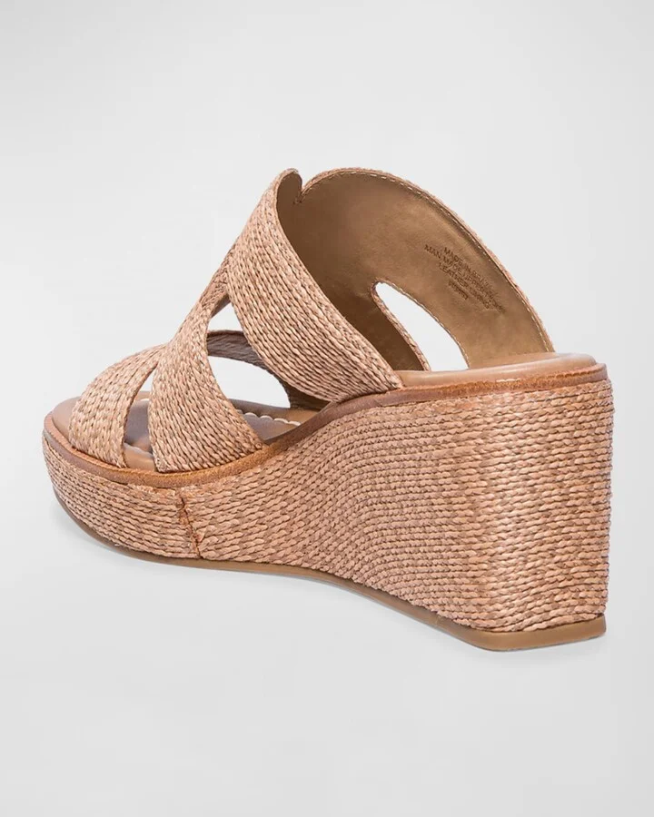 Raffia Wedge Platform Slide Sandals - Image 2