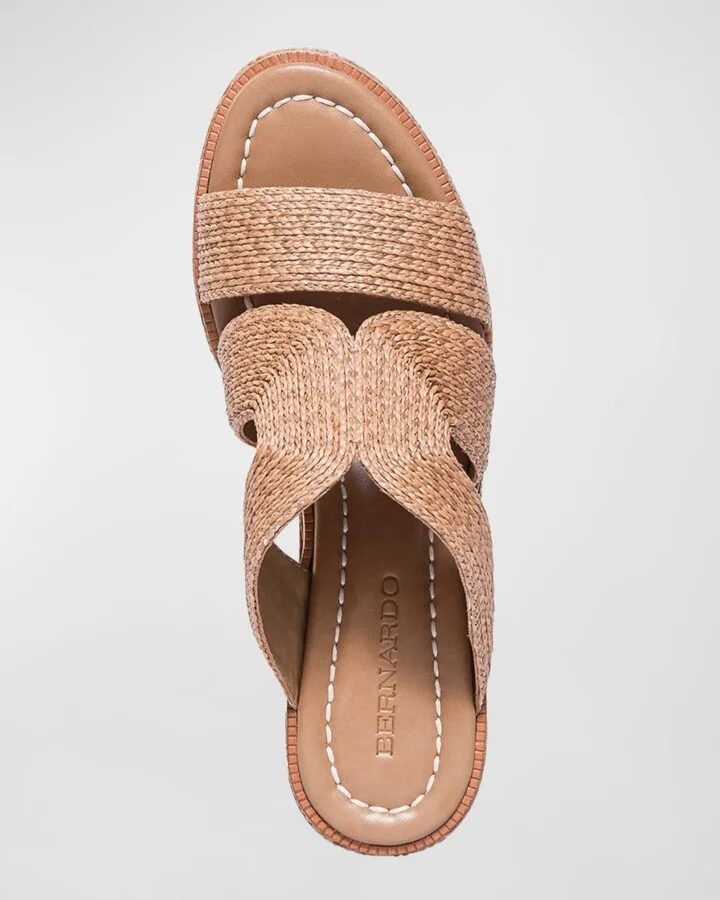 Raffia Wedge Platform Slide Sandals - Image 4
