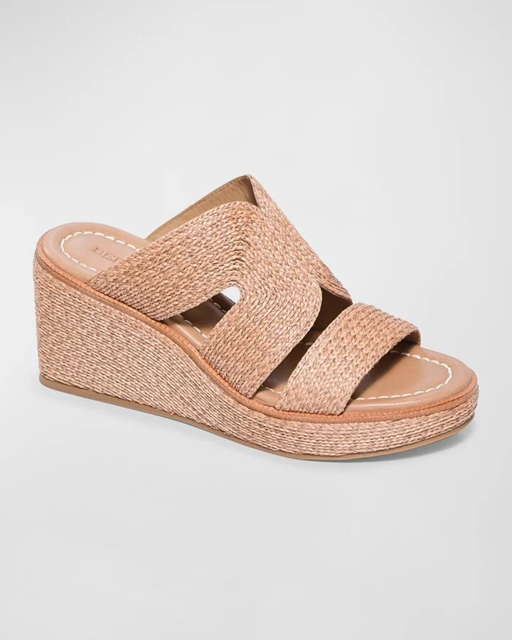 Raffia Wedge Platform Slide Sandals - Image 5