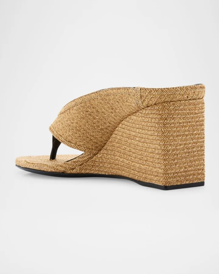 Raffia Wedge Thong Sandals - Image 2