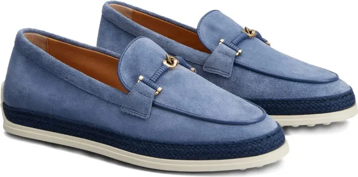 Rafia-Trimmed Suede Loafers - Image 2