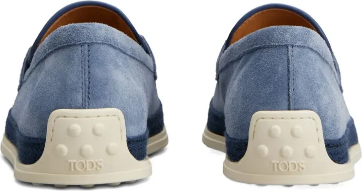 Rafia-Trimmed Suede Loafers - Image 3