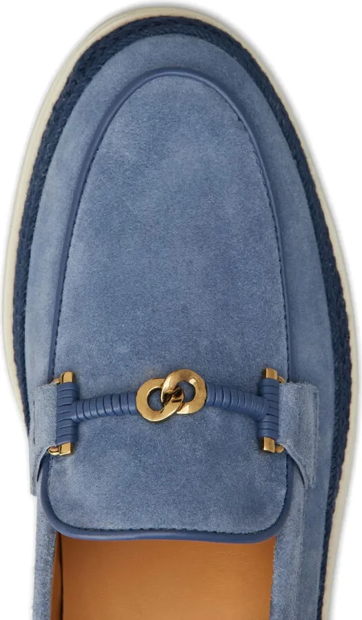 Rafia-Trimmed Suede Loafers - Image 5