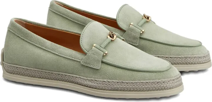 Rafia-Trimmed Suede Loafers - Image 2