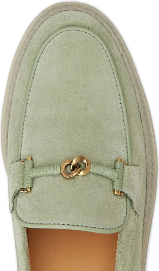 Rafia-Trimmed Suede Loafers - Image 5