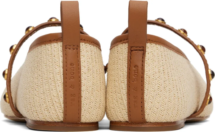 rag & bone Beige Spire Straw Mary Jane Ballerina Flats - Image 2