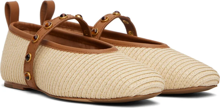 rag & bone Beige Spire Straw Mary Jane Ballerina Flats - Image 4