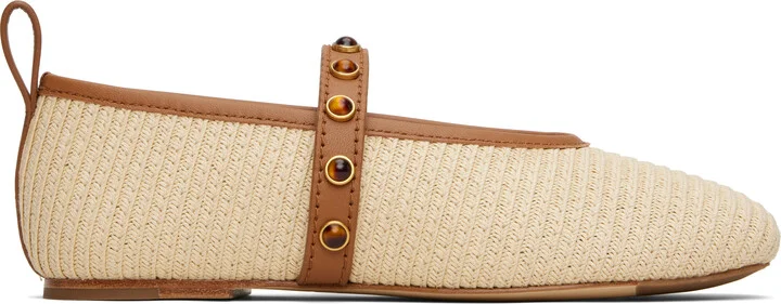 rag & bone Beige Spire Straw Mary Jane Ballerina Flats