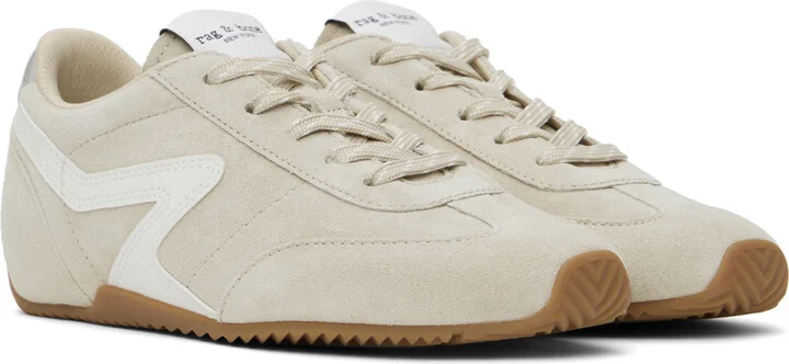 rag & bone Beige Suede Ultra Slim Retro Runner Sneakers - Image 4