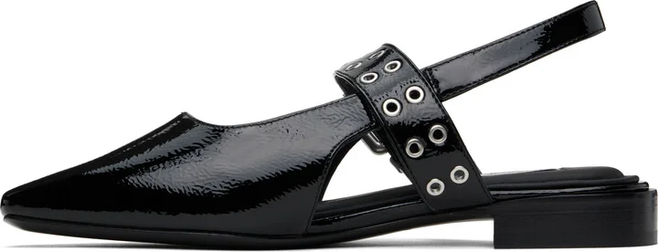 rag & bone Black Astra Leather Slingback Ballerina Flats - Image 3