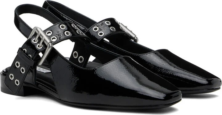 rag & bone Black Astra Leather Slingback Ballerina Flats - Image 4