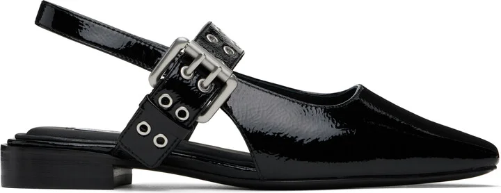 rag & bone Black Astra Leather Slingback Ballerina Flats