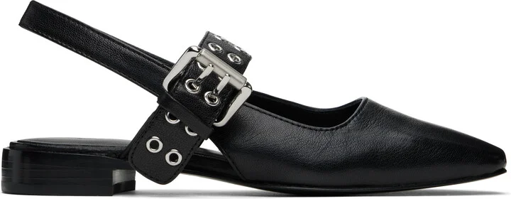 rag & bone Black Astra Leather Slingback Slippers