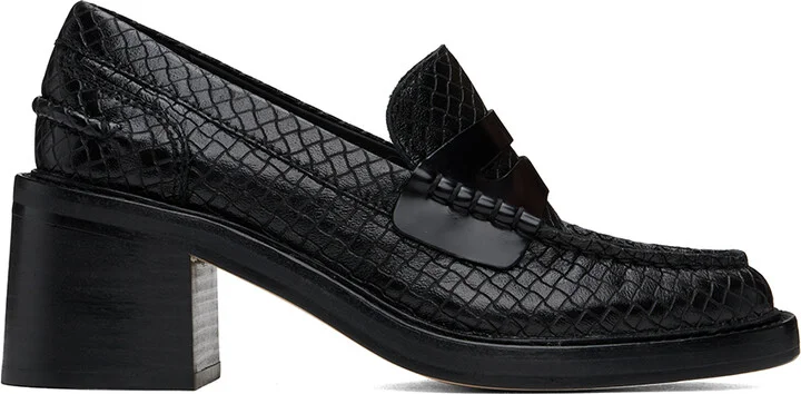 rag & bone Black Carter Leather Loafer Heels