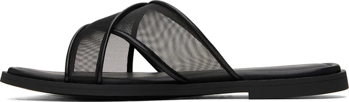 rag & bone Black Geo Mesh Cross Strap Sandals - Image 3