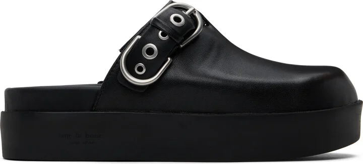rag & bone Black Geo Platform Mules