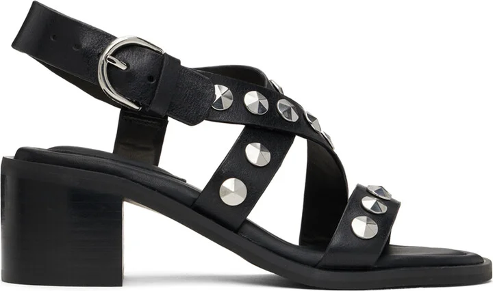 rag & bone Black Geo Stud Block Heeled Sandals
