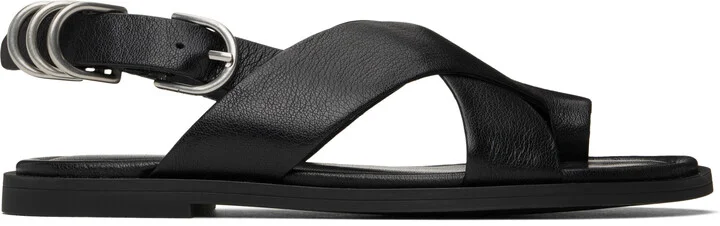 rag & bone Black Gia Leather Crossover Sandals
