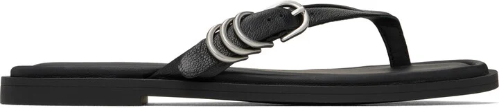 rag & bone Black Gia Leather Thong Sandals