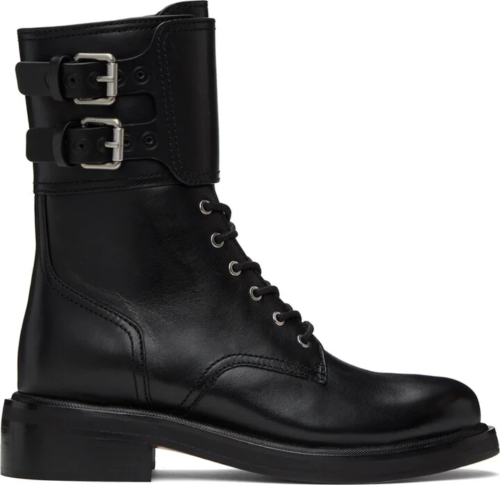 rag & bone Black RB Moto Lace-Up Boot