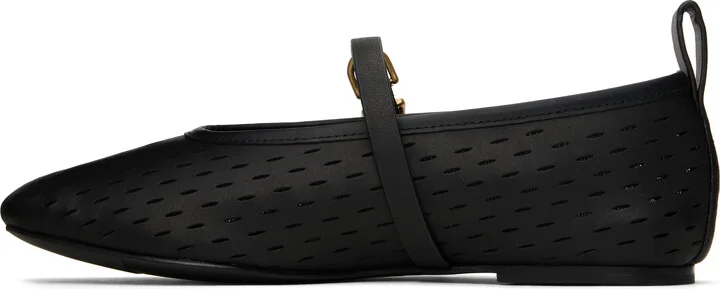 rag & bone Black Spire Perforated Leather Mary Jane Ballerina Flats - Image 3