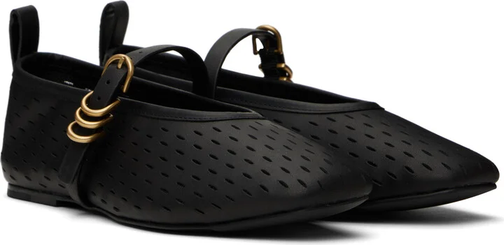 rag & bone Black Spire Perforated Leather Mary Jane Ballerina Flats - Image 4