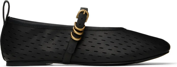 rag & bone Black Spire Perforated Leather Mary Jane Ballerina Flats
