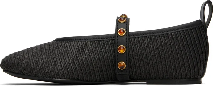 rag & bone Black Spire Straw Mary Jane Ballerina Flats - Image 3