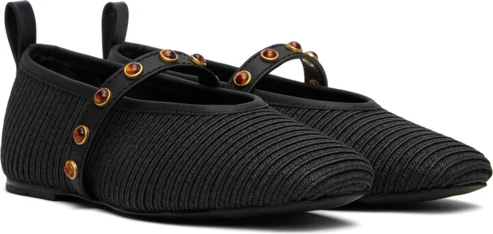 rag & bone Black Spire Straw Mary Jane Ballerina Flats - Image 4