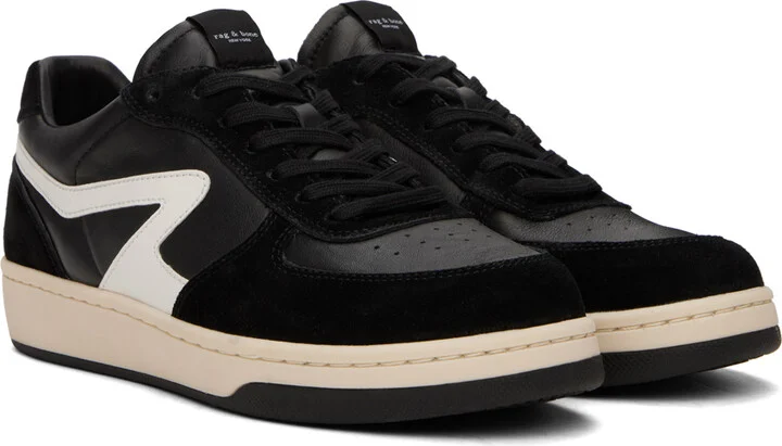 rag & bone Black & White Retro Court Sneakers - Image 4