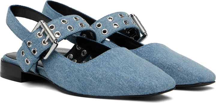 rag & bone Blue Astra Slingback Ballerina Flats - Image 4