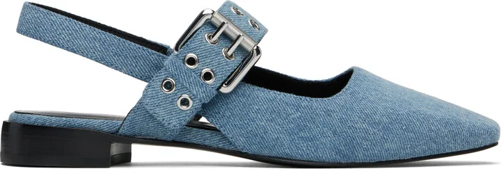 rag & bone Blue Astra Slingback Ballerina Flats