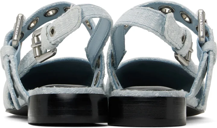 rag & bone Blue Moto Astra Slingback Slippers - Image 2