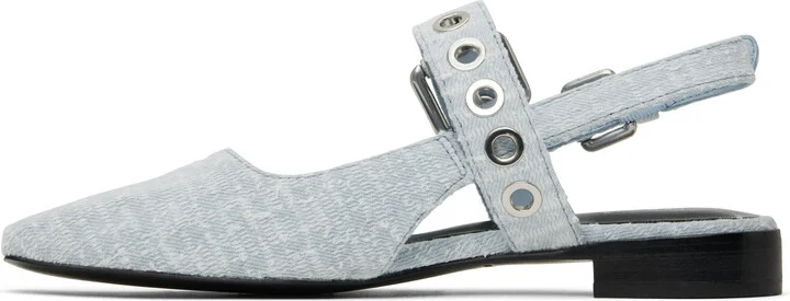 rag & bone Blue Moto Astra Slingback Slippers - Image 3