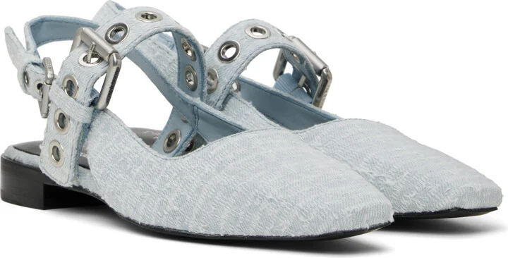 rag & bone Blue Moto Astra Slingback Slippers - Image 4