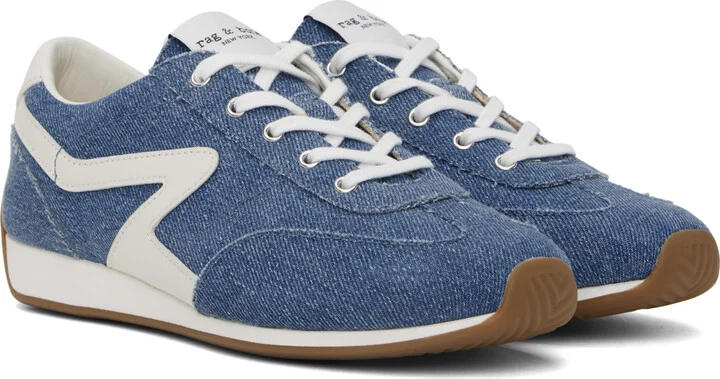 rag & bone Blue Slim Retro Runner Sneakers - Image 4