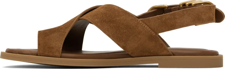 rag & bone Brown Gia Italian Suede Crossover Sandals - Image 3