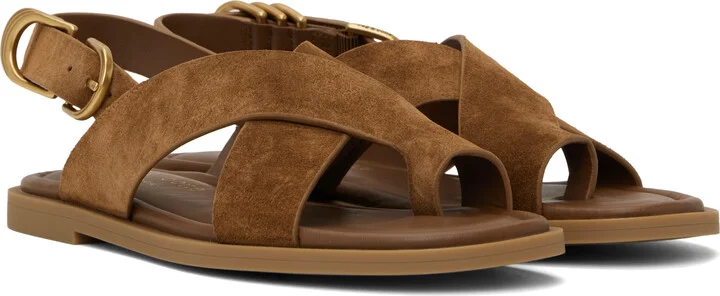 rag & bone Brown Gia Italian Suede Crossover Sandals - Image 4