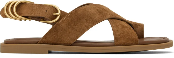rag & bone Brown Gia Italian Suede Crossover Sandals