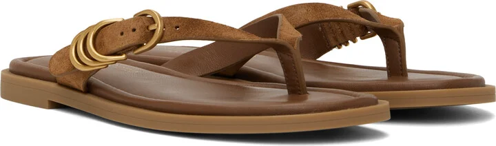 rag & bone Brown Gia Italian Suede Thong Sandals - Image 4