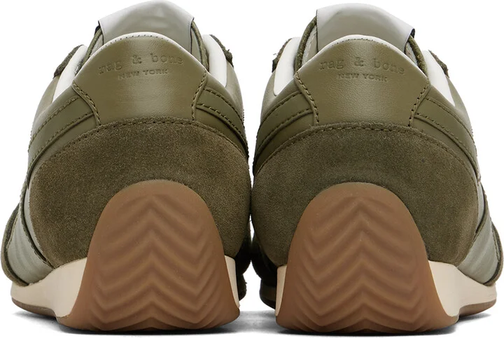 rag & bone Green Slim Suede Retro Runner Sneakers - Image 2