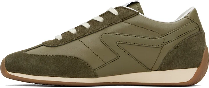 rag & bone Green Slim Suede Retro Runner Sneakers - Image 3