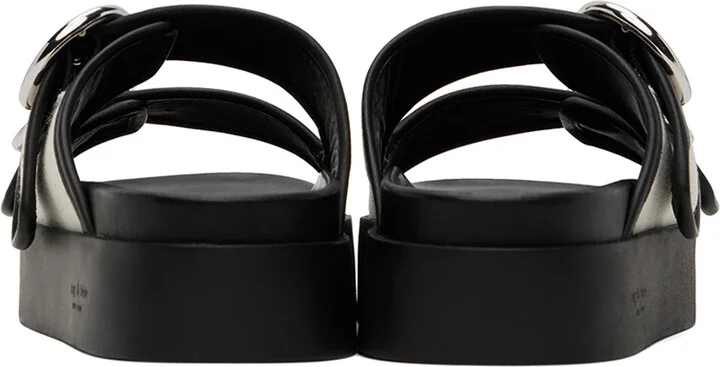 rag & bone Off-White & Black Geo Buckle Platform Slides - Image 2