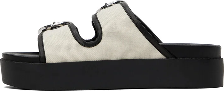 rag & bone Off-White & Black Geo Buckle Platform Slides - Image 3