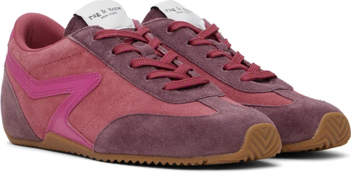 rag & bone Pink & Purple Suede Ultra Slim Retro Runner Sneakers - Image 4